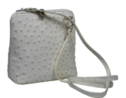Malá bílá kožená kabelka přes rameno Grana Beige Struzzo