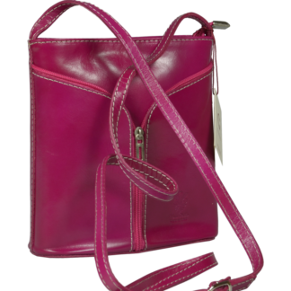 Růžová malá kožená kabelka Lea Rosa