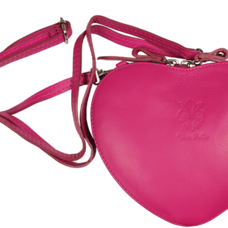 Růžová kožená kabelka Cuore Fuxia