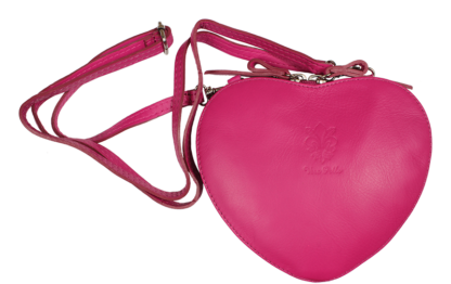 Růžová kožená kabelka Cuore Fuxia
