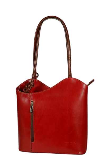 Červená kožená kabelka Clarise Rossa Marrone