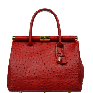 Červená kožená kabelka Laureta Rossa Struzzo