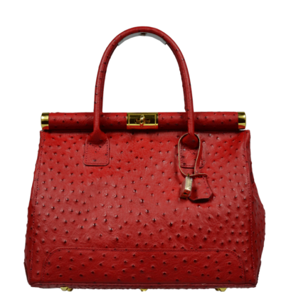 Červená kožená kabelka Laureta Rossa Struzzo