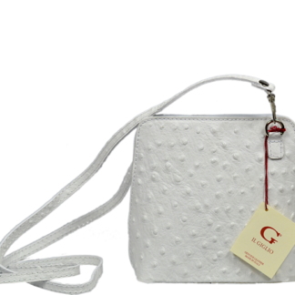 Malá bílá kožená kabelka přes rameno Grana Bianca Struzzo